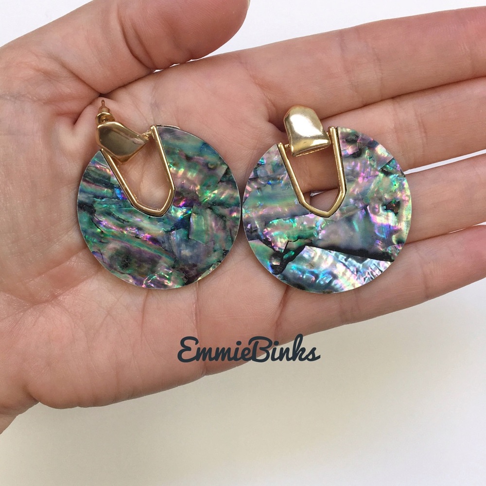 ✨3for$38 New Resin Abalone Shell Geometric Statement Earrings - Picture 2 of 16